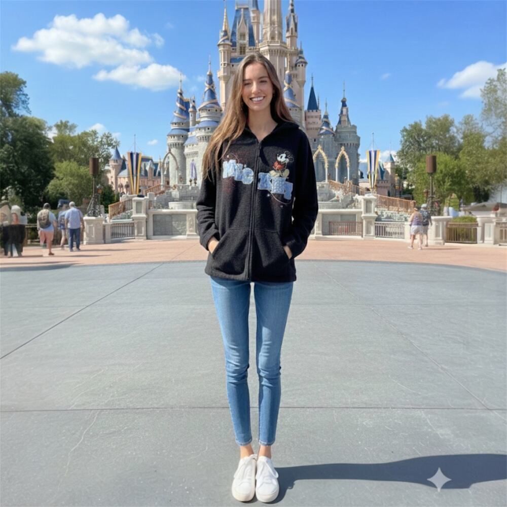 Vintage 90s Mickey Mouse Fleece Full Zip Oversized Hoodie Disney Kidcore XL/2XL